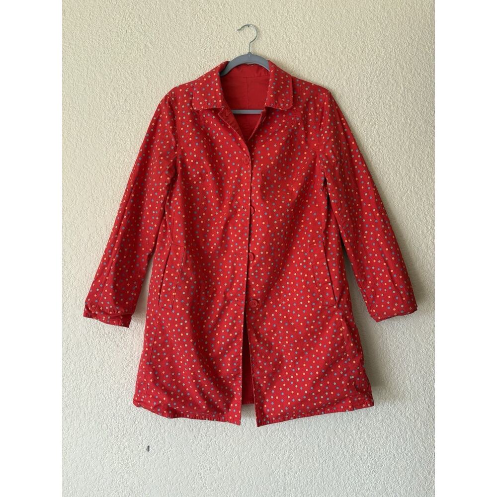 Women’s Coldwater Creek Reversible Red Cotton Jacket Polka Dots Size XS